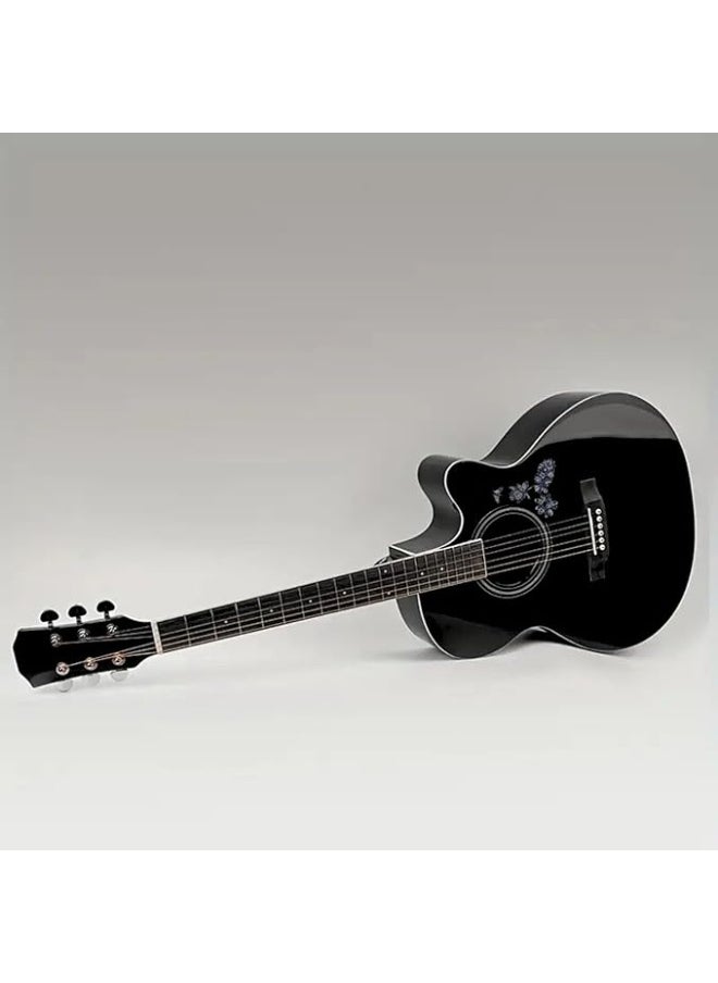 Megarya Orchid Black Elegance 41-Inch Full Size Acoustic Guitar – With Premium 5mm Padded Bag | Steel Strings | Rare Orchid Design |  - Image 3