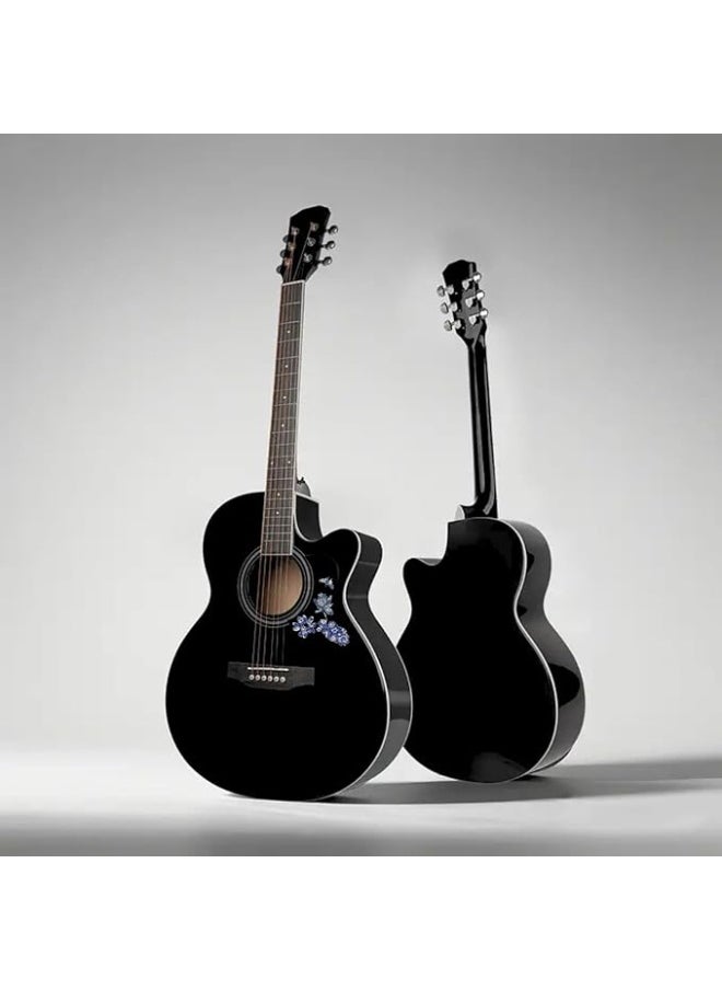 Megarya Orchid Black Elegance 41-Inch Full Size Acoustic Guitar – With Premium 5mm Padded Bag | Steel Strings | Rare Orchid Design |  - Image 2