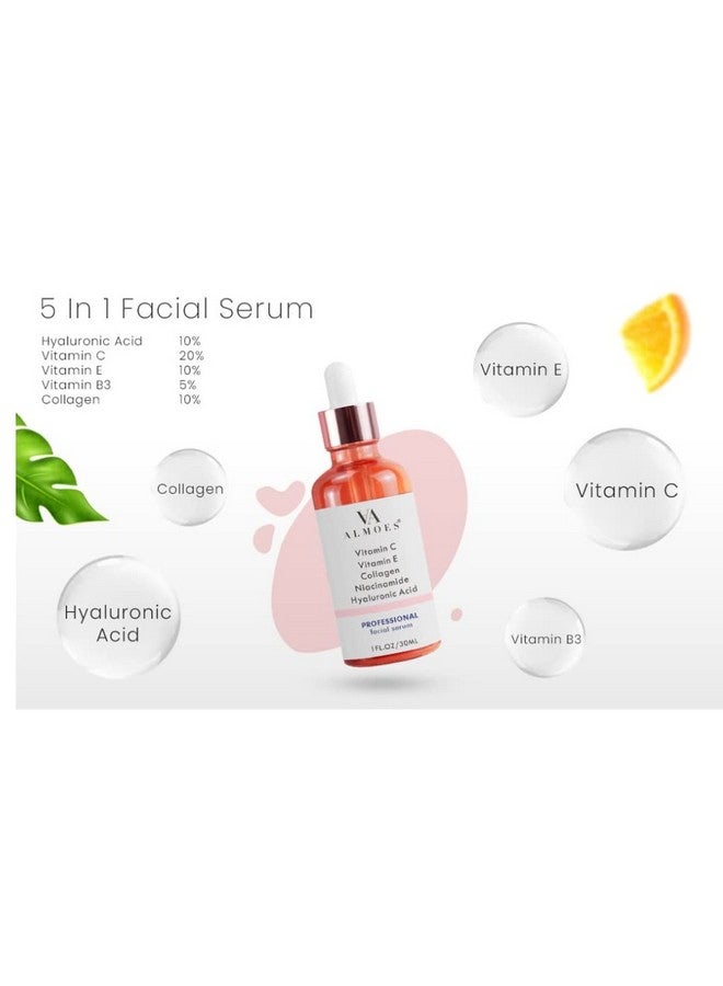 AA almoes Almoes Serum 20% Vitamin Calpha Arbutin Polyglutamic Acidhyaluronic Acid Vit Ecollagenporeminimizing Formula Brightening Face & Eye Serum 1 Fl Oz - Image 3