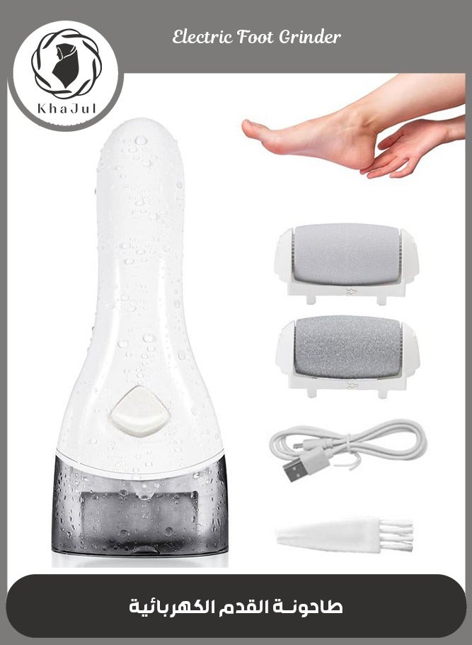KHAJUL Electric Hard Skin Remover Foot Callus Remover Electric Foot File Rechargeable Dead Skin Remover for Feet Electric Pedicure Kit Proffessinal Feet Care with 2 Roller Heads 1 Cleaning Brush USB Cord - Image 1