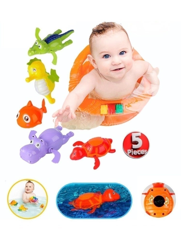 No‑Hole Wind‑Up Bath Toys Set – Ducks, Boat & Water Play Accessories - Image 1