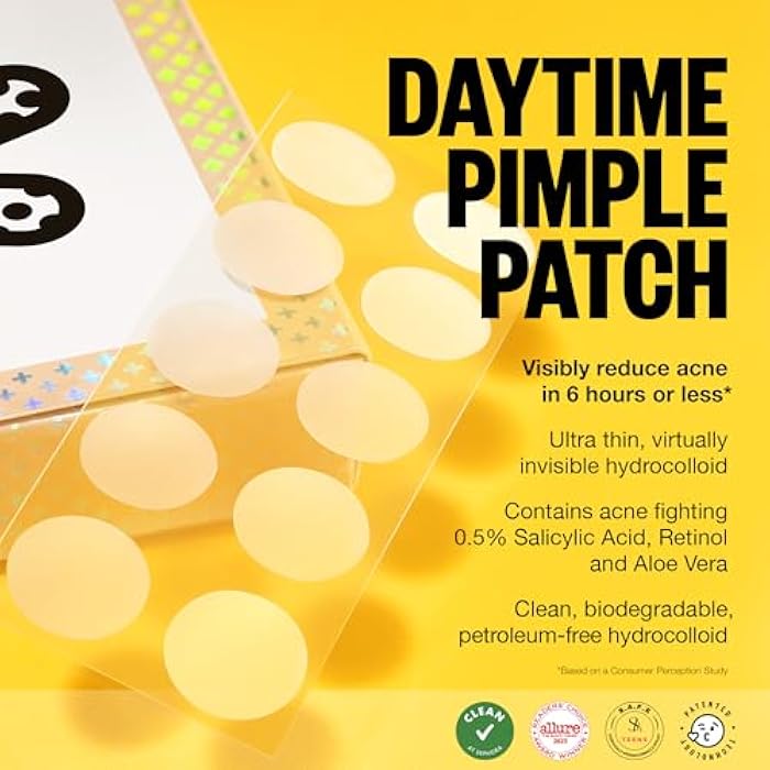 PEACE OUT Acne Day Dot, Sheer Acne Healing Dots, Virtually Invisible Wear, Hydrocolloid Pimple Patches Helps Clear Blemishes Quickly with Encapsulated Salicylic Acid, Retinol & Aloe Vera, 20 dots - Image 4