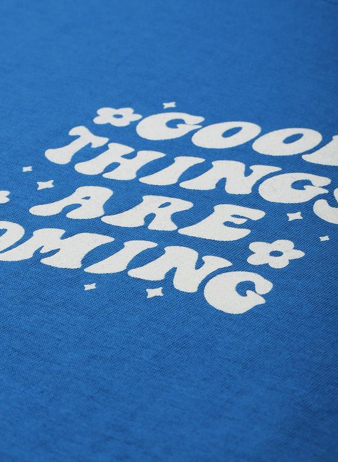 Freehand Women Blue Oversized Graphic Print T-Shirt - Image 2