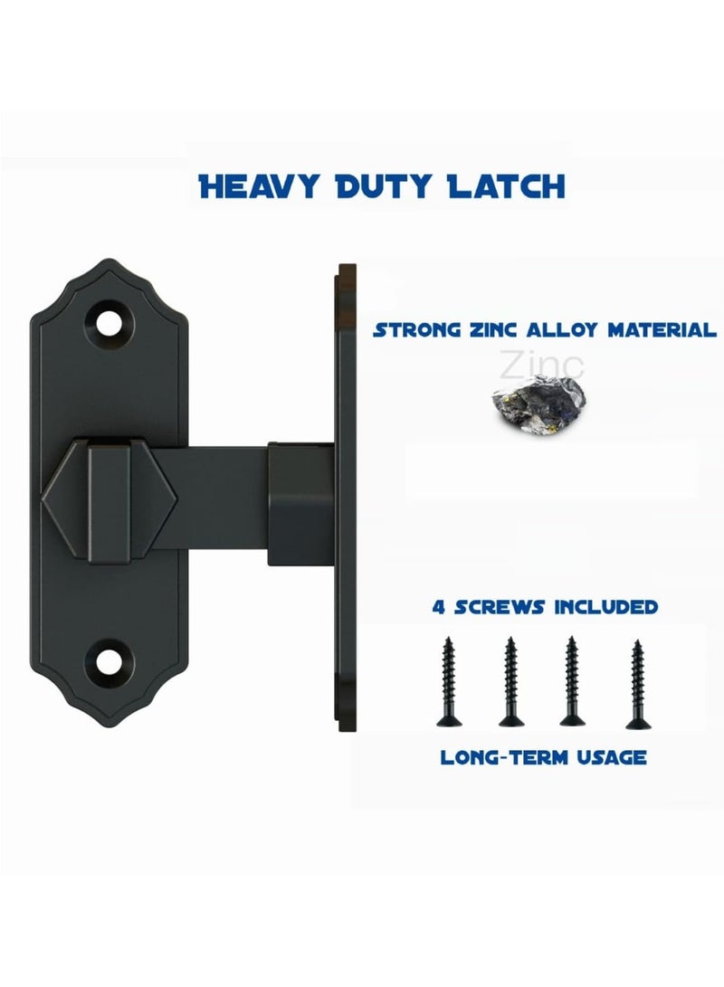 Zikra Barn Door Lock Latch â 90-Degree Barn Pet Baby Door Latch Slide Lock â Home Security Door Lock for Bathroom, Garage, Bedroom, Cabinet, Barn â Durable Zinc Alloy Security Door Lock (Black) - Image 3