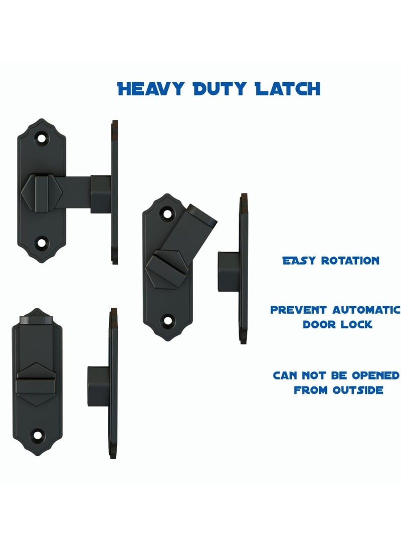 Zikra Barn Door Lock Latch â 90-Degree Barn Pet Baby Door Latch Slide Lock â Home Security Door Lock for Bathroom, Garage, Bedroom, Cabinet, Barn â Durable Zinc Alloy Security Door Lock (Black) - Image 4