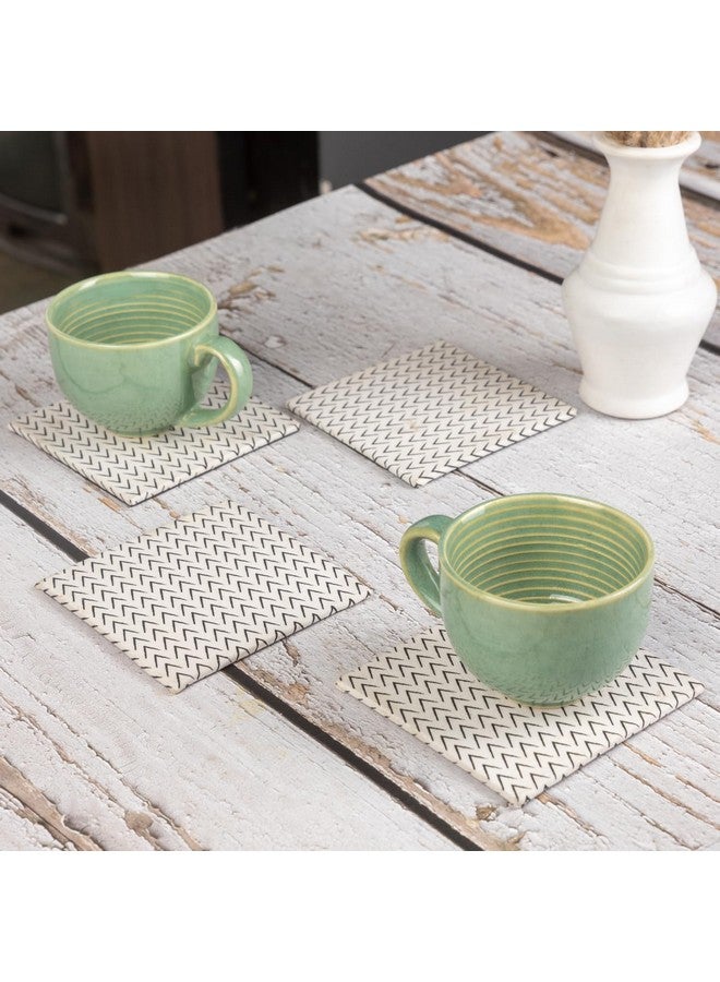 HOMEARTE INDIA Cotton Fabric Coated MDF Square Coaster Set of 4 | Stylish Drink Coasters | Durable and Elegant Table Décor with Cotton Fabric Finish - Image 3