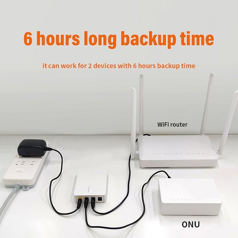 Mini UPS Backup Power Supply 6000mAh for Router Modem with DC Cable Short Circuit Protection - Image 5
