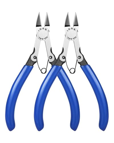 IGAN330 Wire Flush Cutters Pack of 2 Electronic Model Sprue Wire Clippers Ultra Sharp and Precision CRV Side Cutting nippers Ideal for Clean Cut and Precision Cutting Needs