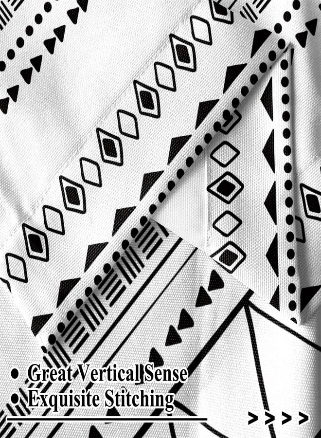 Renaiss 26 x 36 Inch Boho Kitchen Curtains Tier Rod Pocket Linen Fabric Bohemian Geometric Small Cafe Curtains Light Filtering Short Window Curtain for Bathroom Basement Half Window 2 Panels - Image 4