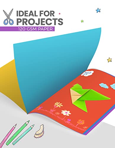 TARGET PUBLICATIONS Scrapbook for Kids | Soft Bound | A4 Size Approx |32 Multicolour Pages |Unruled Colorful Paper Sheets for Projects,School,DIY Art & Craft |Scrapbook Ideas|28 x 21.5 cm|120 GSM | Pack of 12 - Image 3