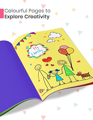TARGET PUBLICATIONS Scrapbook for Kids | Soft Bound | A4 Size Approx |32 Multicolour Pages |Unruled Colorful Paper Sheets for Projects,School,DIY Art & Craft |Scrapbook Ideas|28 x 21.5 cm|120 GSM | Pack of 12 - Image 4
