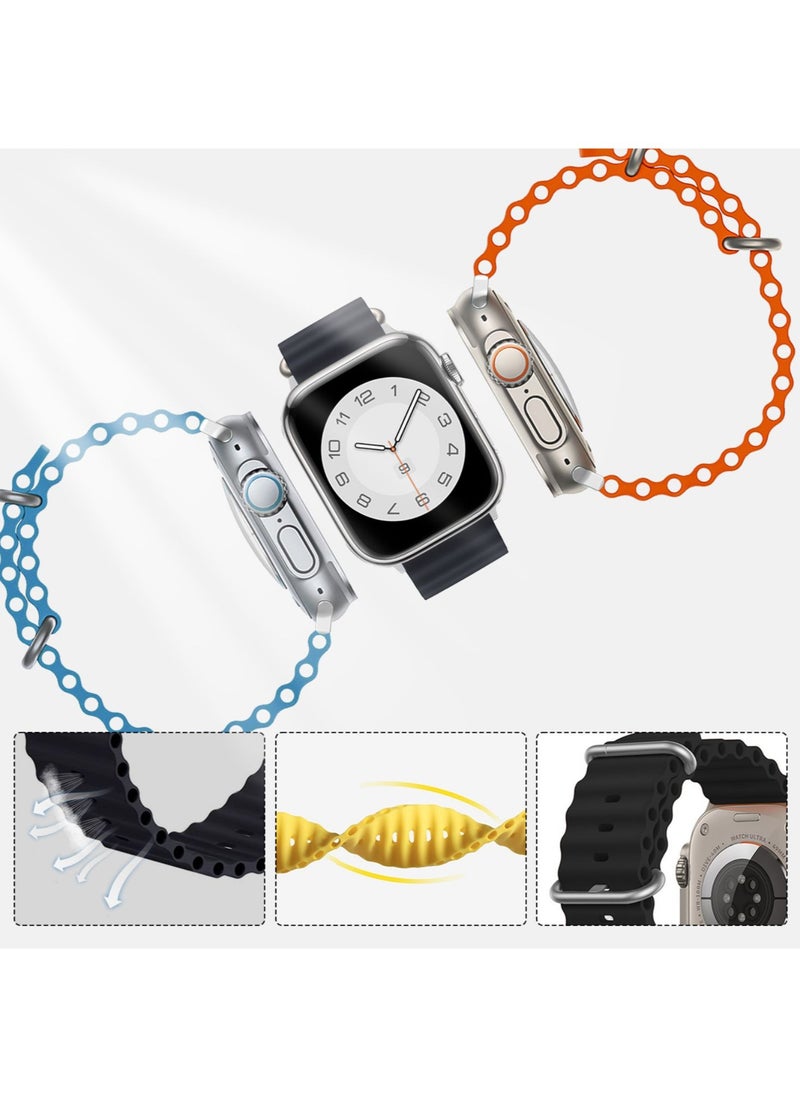Generic - Smart Watch for Girls, Boys, Teens, Men & Women with Health Monitor, Fitness Tracker, Call & App Notifications – Black Dial & Strap Silver Dial & Orange Strap - Image 1