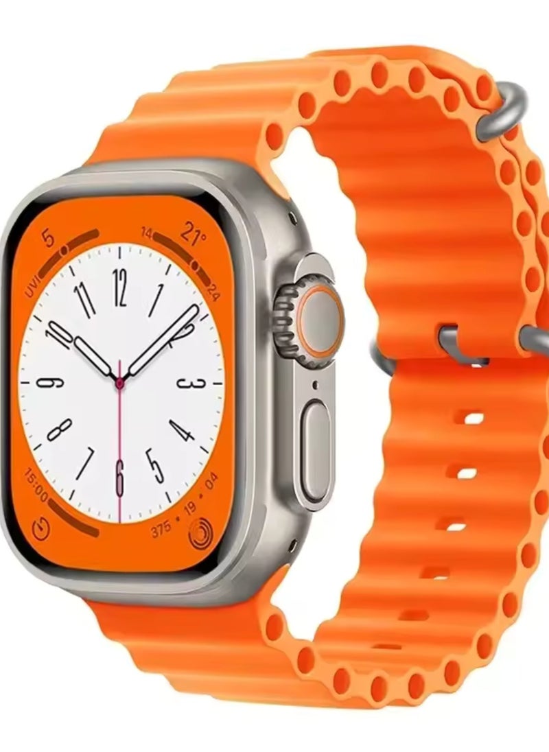 Generic - Smart Watch for Girls, Boys, Teens, Men & Women with Health Monitor, Fitness Tracker, Call & App Notifications – Black Dial & Strap Silver Dial & Orange Strap - Image 1