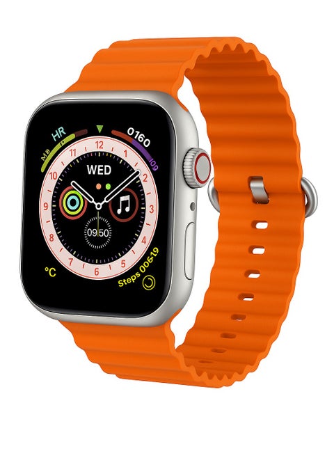Smart Watch for Girls, Boys, Teens, Men & Women with Health Monitor, Fitness Tracker, Call & App Notifications – Black Dial & Strap Silver Dial & Orange Strap