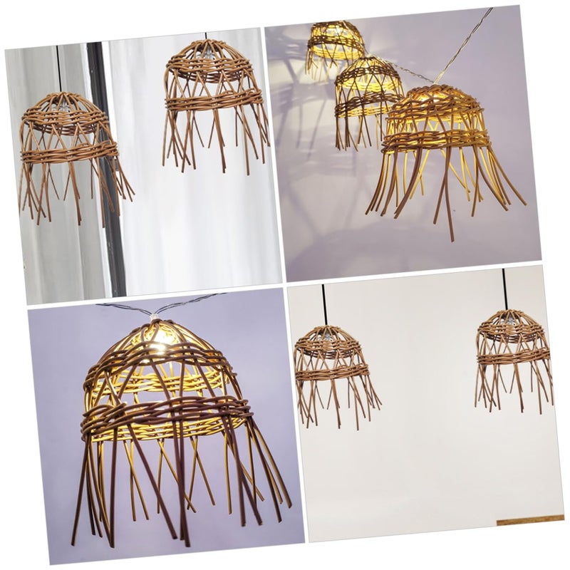 Rustic Rattan Woven Hanging Lamp Shade For Ceiling Light Indoor Living Room Bedroom - Image 3