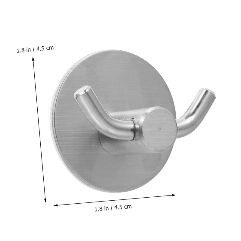 Stainless Steel Double Hooks 2 Sets No Drill Installation Wall Mounted Door Hanger - Image 4