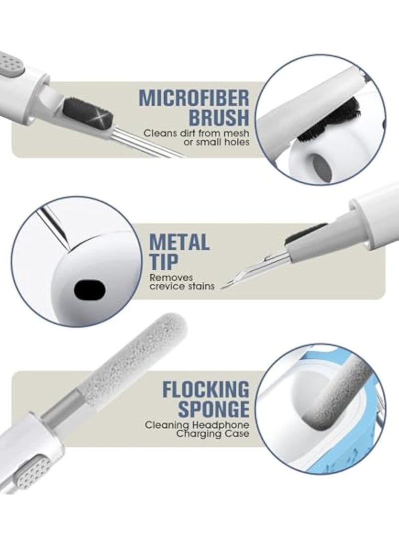 Arabest Compatible with AirPods Pro 3 Case Cute with Cherry Blossom Keychain and Cleaning Kit, Soft Silicone Shockproof Flower Engraved Cover Compatible with AirPod Pro 3 Case Cover - Baby Blue - Image 5