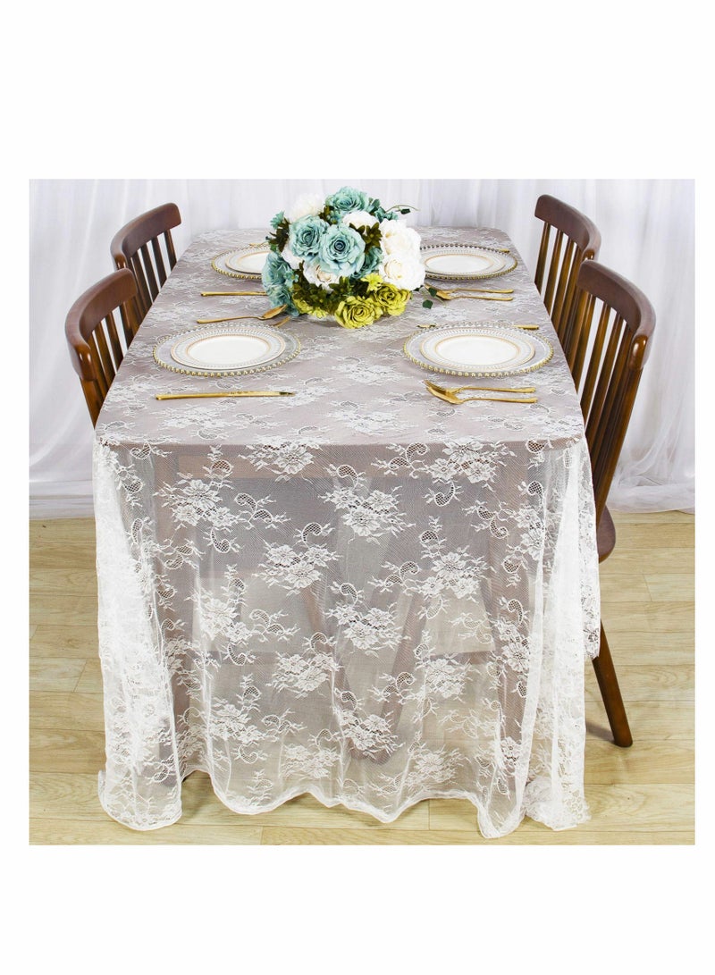 Excefore Lace Tablecloth, 60''x120'' Rectangular Washable White Overlays Rustic Table Cloth Runner Thanksgiving Tablecloth Floral Lace Table Cloths for Catering Events, Dinner Parties, Weddings Decorations - Image 5