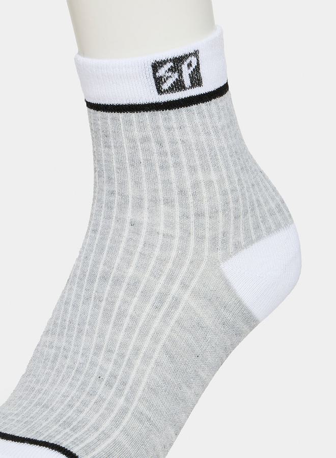 Styli Pack of 5 - Embroidered Patch Ribbed Detail Crew Socks  - Image 3
