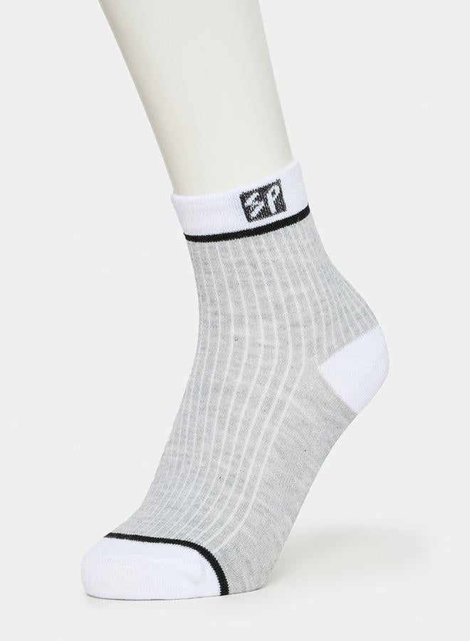 Styli Pack of 5 - Embroidered Patch Ribbed Detail Crew Socks  - Image 2