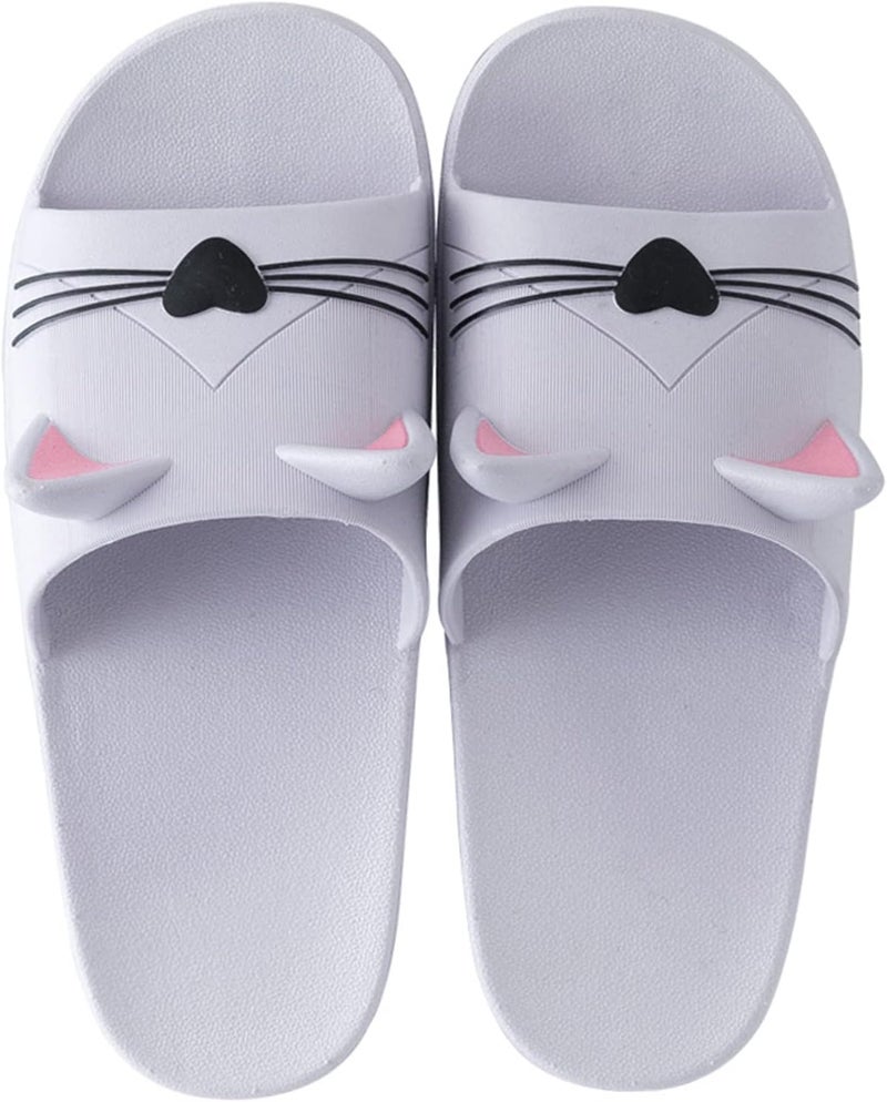 AioTio Women's Slippers, Indoor Non Slip Slippers, Cat Shaped Cute Cartoon Slippers - Image 2