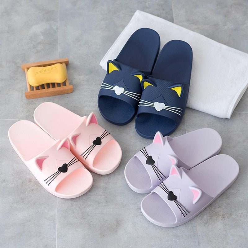 AioTio Women's Slippers, Indoor Non Slip Slippers, Cat Shaped Cute Cartoon Slippers - Image 5