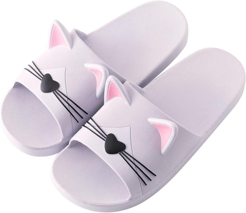 AioTio Women's Slippers, Indoor Non Slip Slippers, Cat Shaped Cute Cartoon Slippers - Image 1