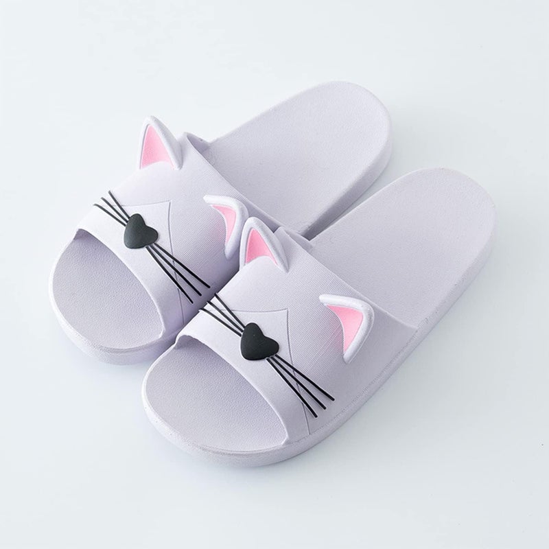 AioTio Women's Slippers, Indoor Non Slip Slippers, Cat Shaped Cute Cartoon Slippers - Image 4