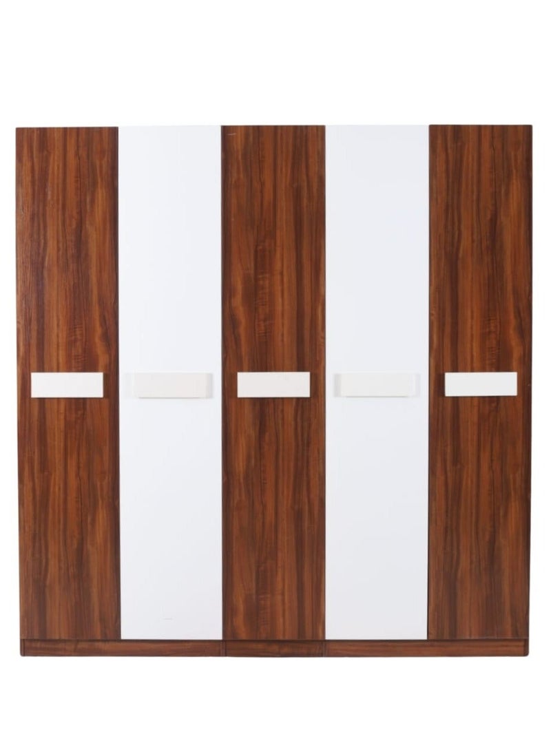 Concent Modern wooden wardrobe 5 doors, modern design in brown and white color - Image 1