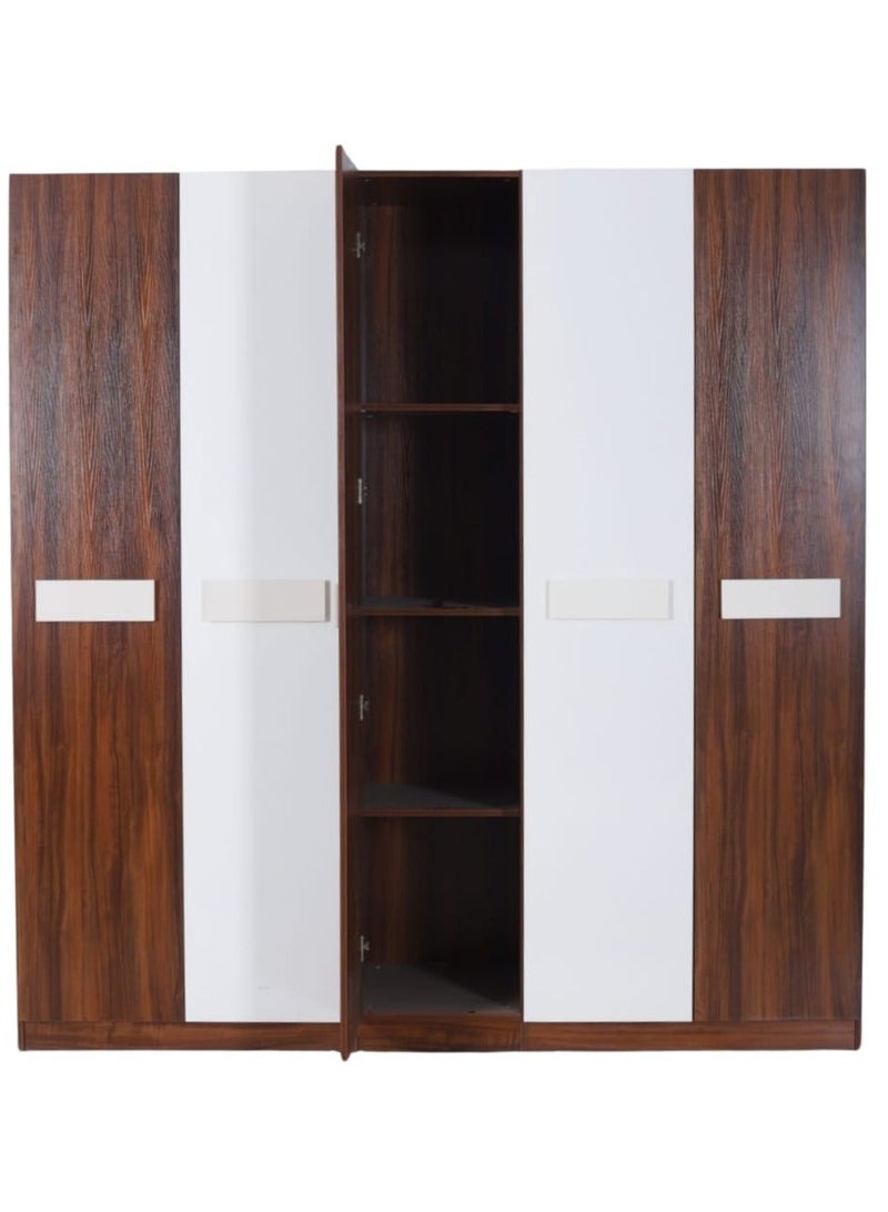 Concent Modern wooden wardrobe 5 doors, modern design in brown and white color - Image 2