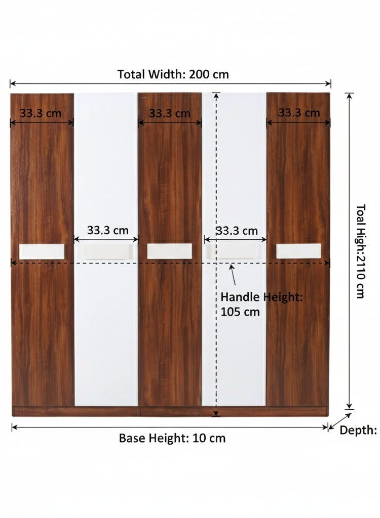 Concent Modern wooden wardrobe 5 doors, modern design in brown and white color - Image 3