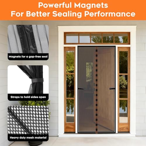 SpaceWhisper Magnetic Screen Door, Screen Door Mesh, Heavy-Duty Mesh Curtain, Door Net Keep Bugs Out, Hands Free Partition, Screen Size 38” × 83”, Fits 36” × 82” Doors, Pet & Kid Friendly, Black - Image 4