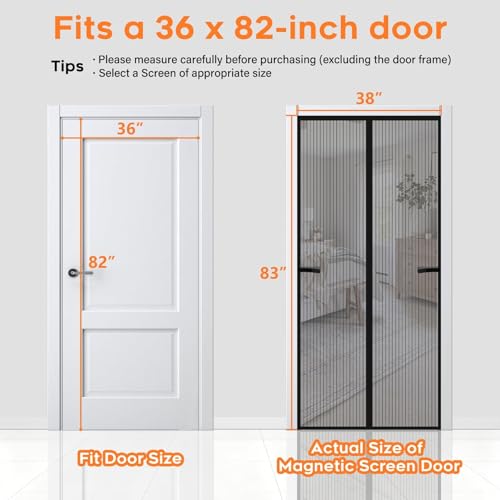 SpaceWhisper Magnetic Screen Door, Screen Door Mesh, Heavy-Duty Mesh Curtain, Door Net Keep Bugs Out, Hands Free Partition, Screen Size 38” × 83”, Fits 36” × 82” Doors, Pet & Kid Friendly, Black - Image 3