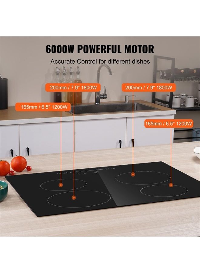 موقد كهربائي مدمج LT4-77 مع سطح زجاجي وواجهة تحكم باللمس