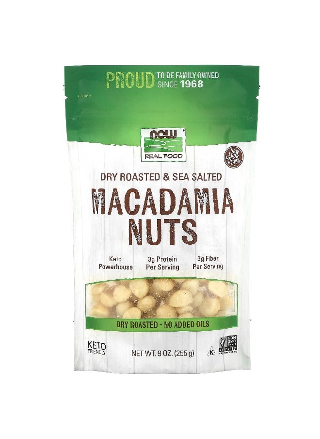 Now Foods NOW Foods, Real Food, Macadamia Nuts, Dry Roasted, Salted, 9 oz (255 g)  - Image 1