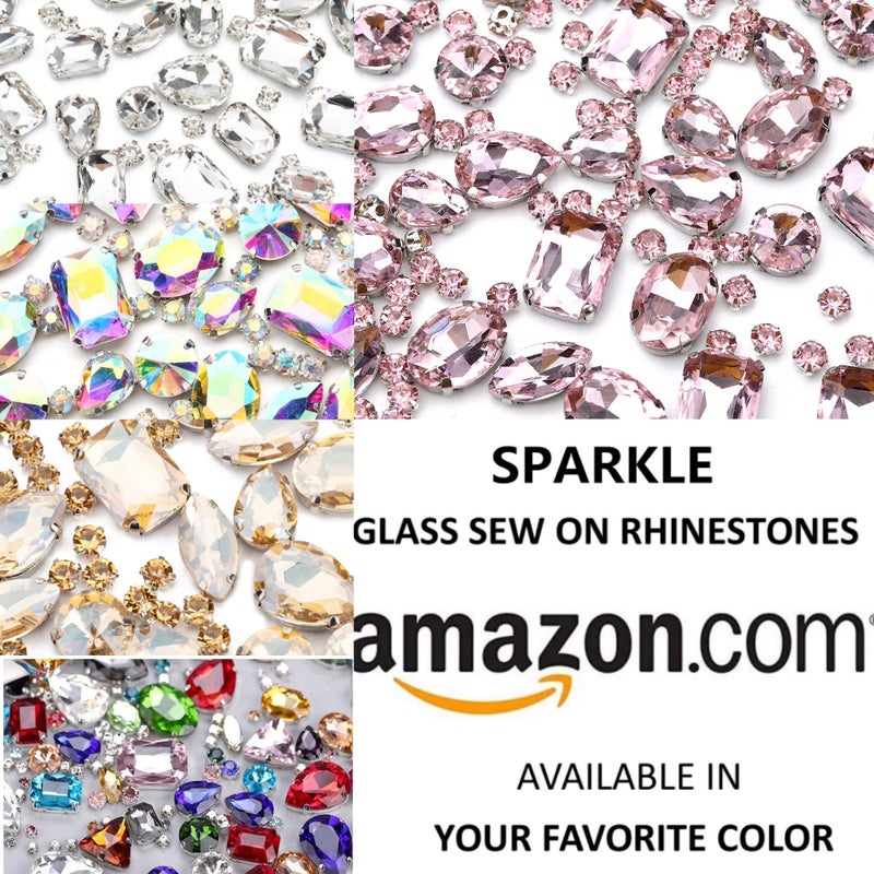 Choupee 130 pcs (30 Regular +100 Small) Mixed Sew on Rhinestone Claw Crystal Rhinestones for DIY Craft, Jewelry Making,Clothing Accessory (Pink) - Image 4