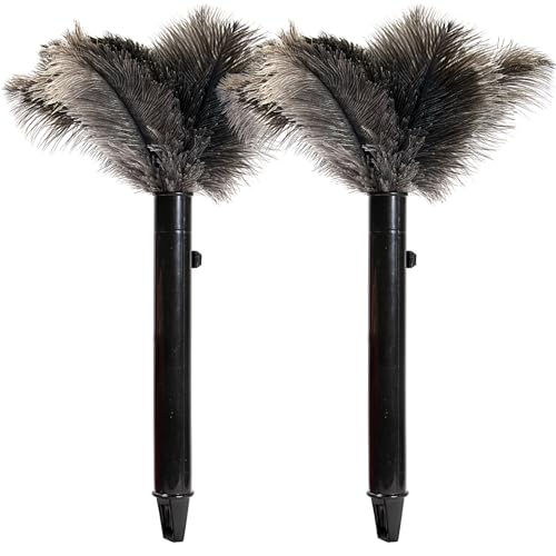 iHUFeather Retractable Ostrich Feather Duster for Cleaning, Fluffy and Natural Feather Duster with Retractable Handle， Reusable Eco-Friendly Handheld Cleaning Supplies (15 inch) - Image 1