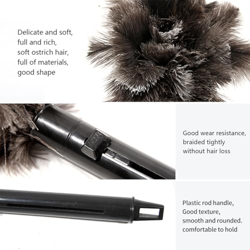 iHUFeather Retractable Ostrich Feather Duster for Cleaning, Fluffy and Natural Feather Duster with Retractable Handle， Reusable Eco-Friendly Handheld Cleaning Supplies (15 inch) - Image 3