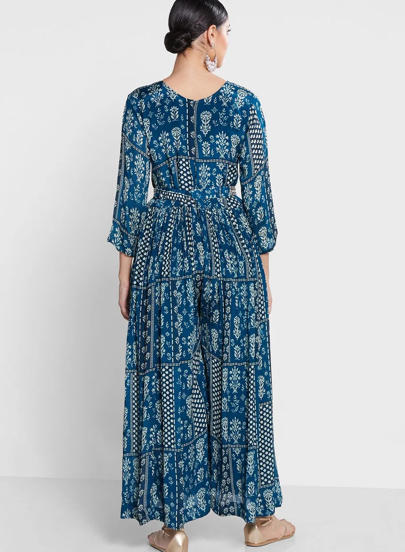 kolaba Floral Print V-Neck Jumpsuit