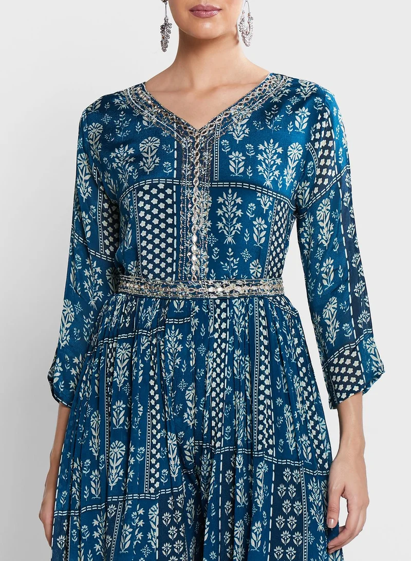 kolaba Floral Print V-Neck Jumpsuit
