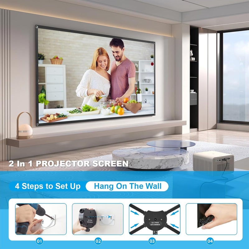 excelimage Projector Screen with Stand, Outdoor Projector Screen 16:9 and Tripod Stand, Portable Projection Screen with 1.2 Gain, Lightweight and Compact, Easy Setup, Idea for Home Cinema, Backyard, (120 Inch). - Image 5