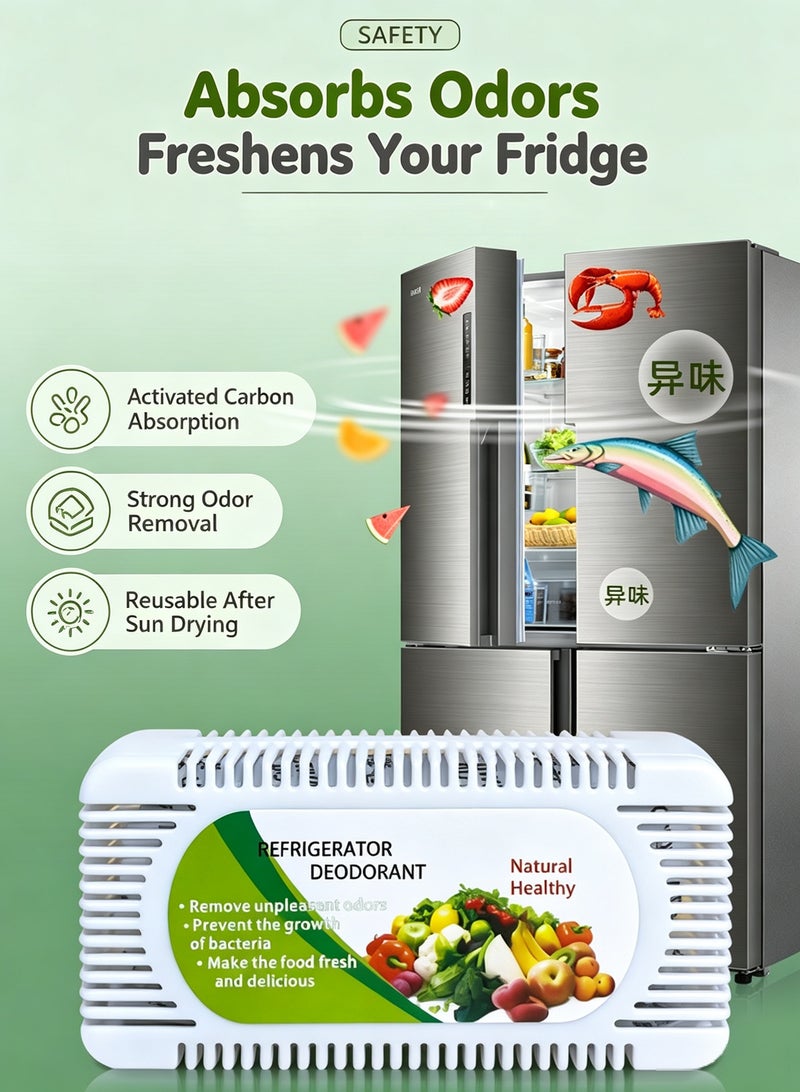 3‑Pack Refrigerator Deodorizer, Reusable Fridge Odor Eliminator, Natural Unscented Activated Charcoal Refrigerator Deodorizer for Refrigerator, Freezer, Microwave, Oven, Keep Food Fresh - Image 3