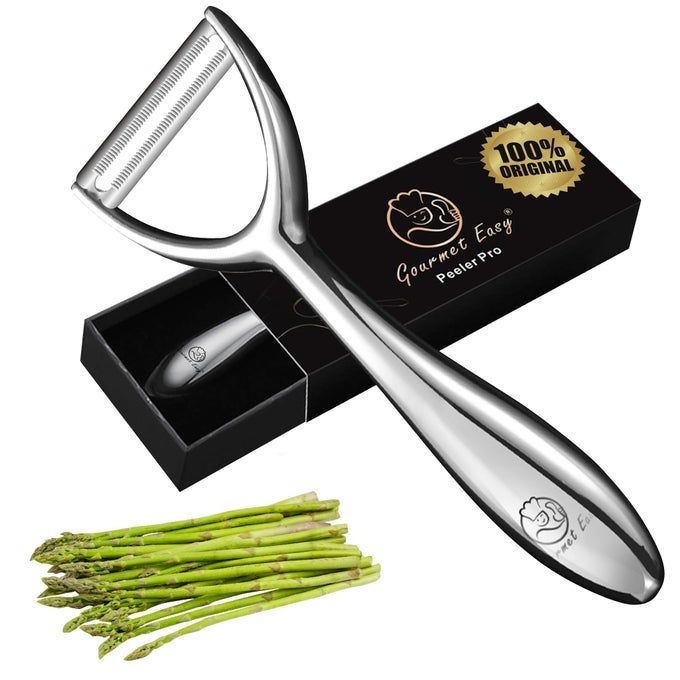 VEGETABLE PEELER PREMIUM STAINLESS STEEL POTATO PEELER HIGH TENSILE ULTRA SHARP BLADE FRUIT AND FOOD SLICER Y SHAPED WITH ERGONOMIC NONSLIP HANDLE DISHWASHER SAFE WITH 5 YEARS WARRANTY