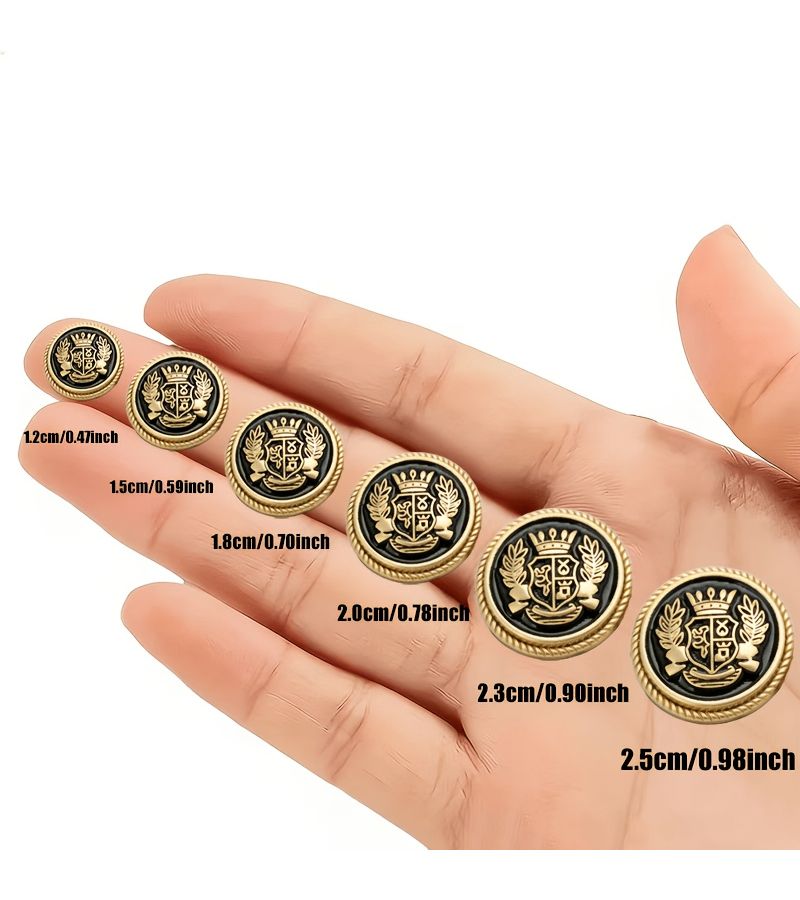 11pcs Golden Retro Metal Irregular Buttons For DIY Sweater Sewing - Image 3