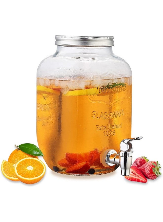 VILON 4 Litre Glass Iced Drink Dispenser with Spout & Tap, Steel Lid - Cold Beverage Dispenser for Beer, Water, Cocktails, Detox Drinks & More, Clear Glass, Perfect for Parties & Events - Image 3