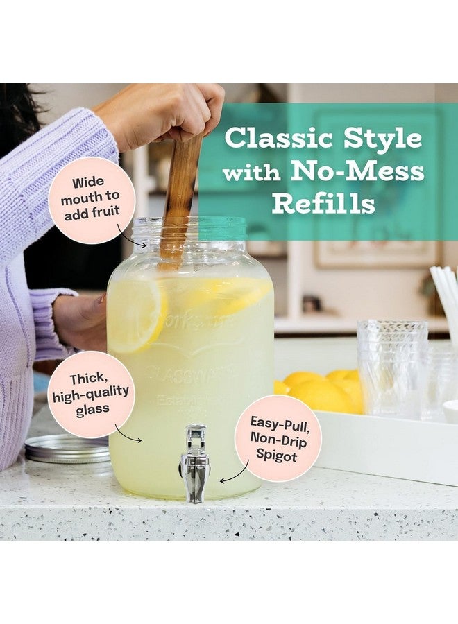 VILON 4 Litre Glass Iced Drink Dispenser with Spout & Tap, Steel Lid - Cold Beverage Dispenser for Beer, Water, Cocktails, Detox Drinks & More, Clear Glass, Perfect for Parties & Events - Image 4