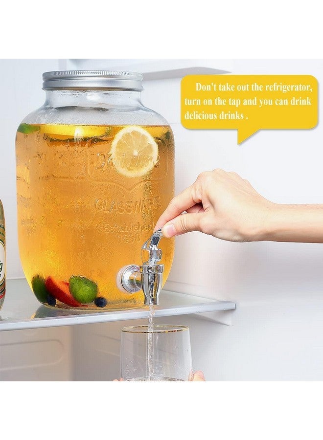 VILON 4 Litre Glass Iced Drink Dispenser with Spout & Tap, Steel Lid - Cold Beverage Dispenser for Beer, Water, Cocktails, Detox Drinks & More, Clear Glass, Perfect for Parties & Events - Image 5