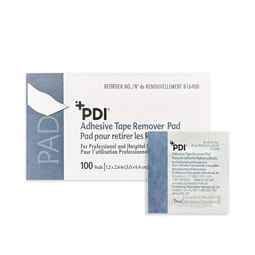 PDI Healthcare B16400 Adhesive Tape Remover Pad, 1.2" Width, 2.6" Length, Pack of 100 - Image 1