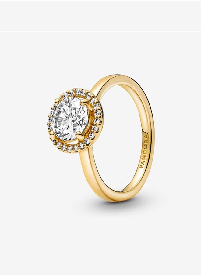 Pandora Violet - Pandora Timeless Women's Cubic Zirconia Classic Gold Plated Copper Silver Alloy Shining Round Halo Ring 161234C01 - Image 1