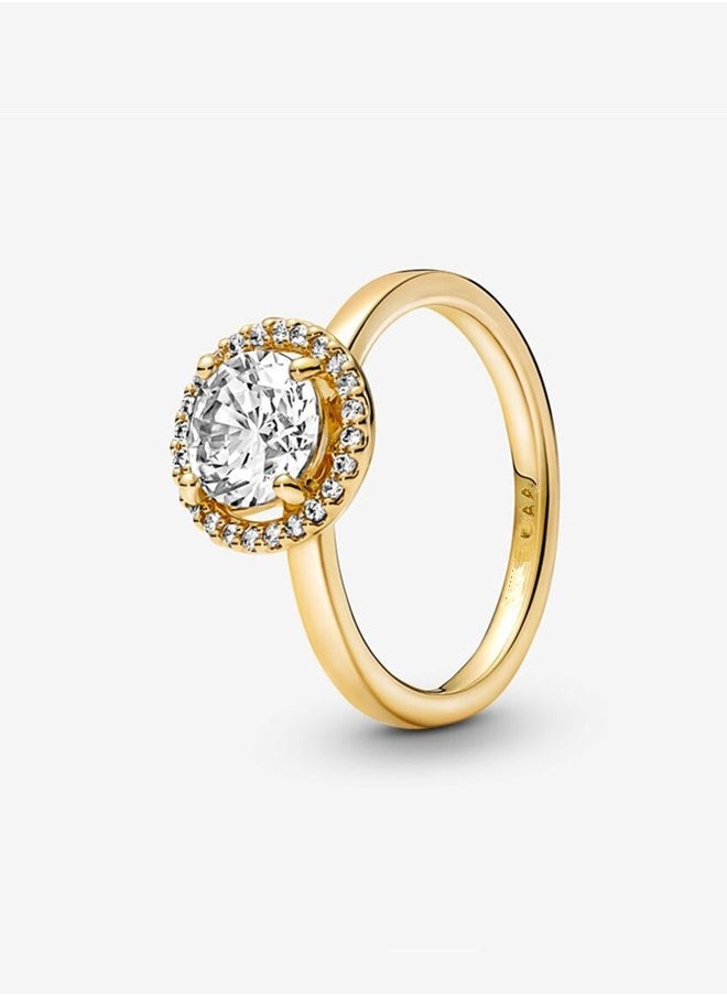 ماركة غير محددة السيدات مكعب زركونيا كلاسيك مطلية بالذهب والنحاس والفضة سبيكة بريق جولة خاتم الهالة  - Image 1
